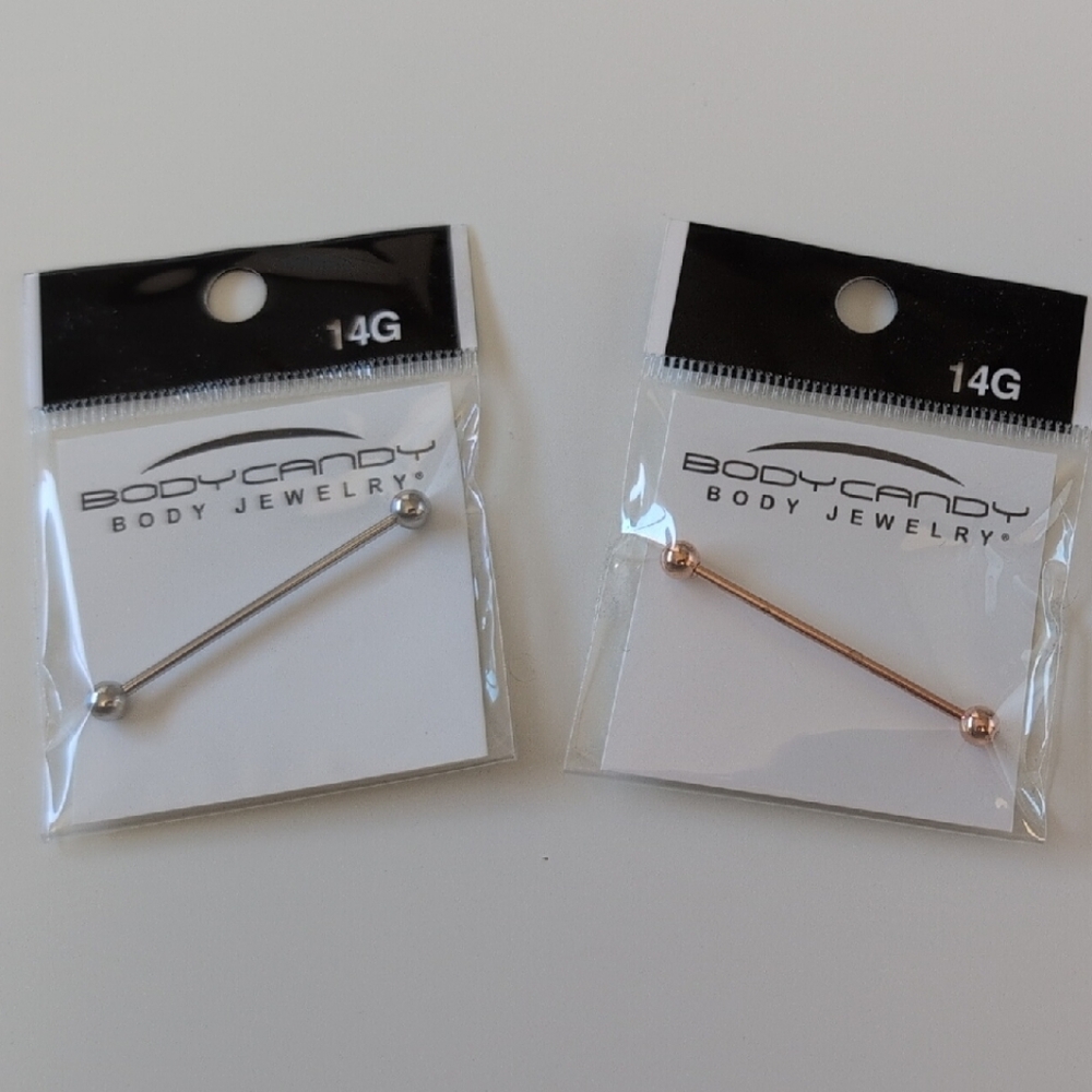 Silver and Rose Gold  Industrial / Scaffold Body Jewelry